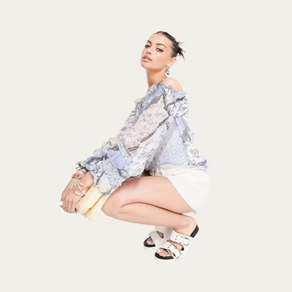 RiverIsland Patchwork Floral Off-Shoulder Blouse